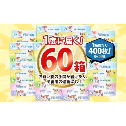 ティッシュ 日ハム ファイターズ 60箱 ティッシュ