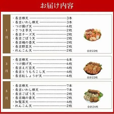 【発送月固定定期便】長吉屋さつま揚げ詰め合わせ(1・3・5月コース)全3回【配送不可地域：離島】【4081601】