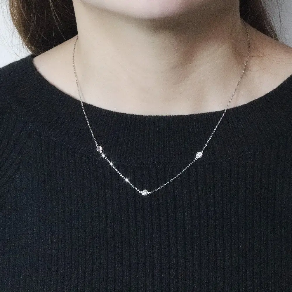 プラチナ 0.30ct ダイヤモンドステーションネックレス 山梨県 甲斐市 BQ-196