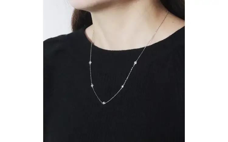 プラチナ 0.55ct ダイヤモンドステーションネックレス 山梨県甲斐市 BQ-199