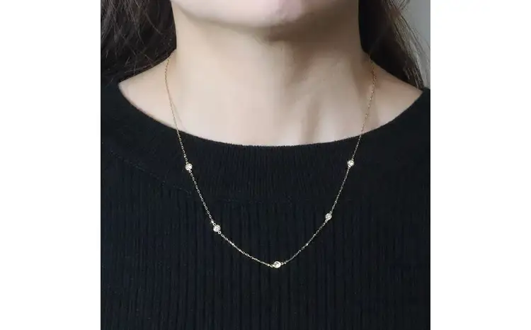 K18 0.55ct ダイヤモンドステーションネックレス 山梨県 甲斐市 BQ-200
