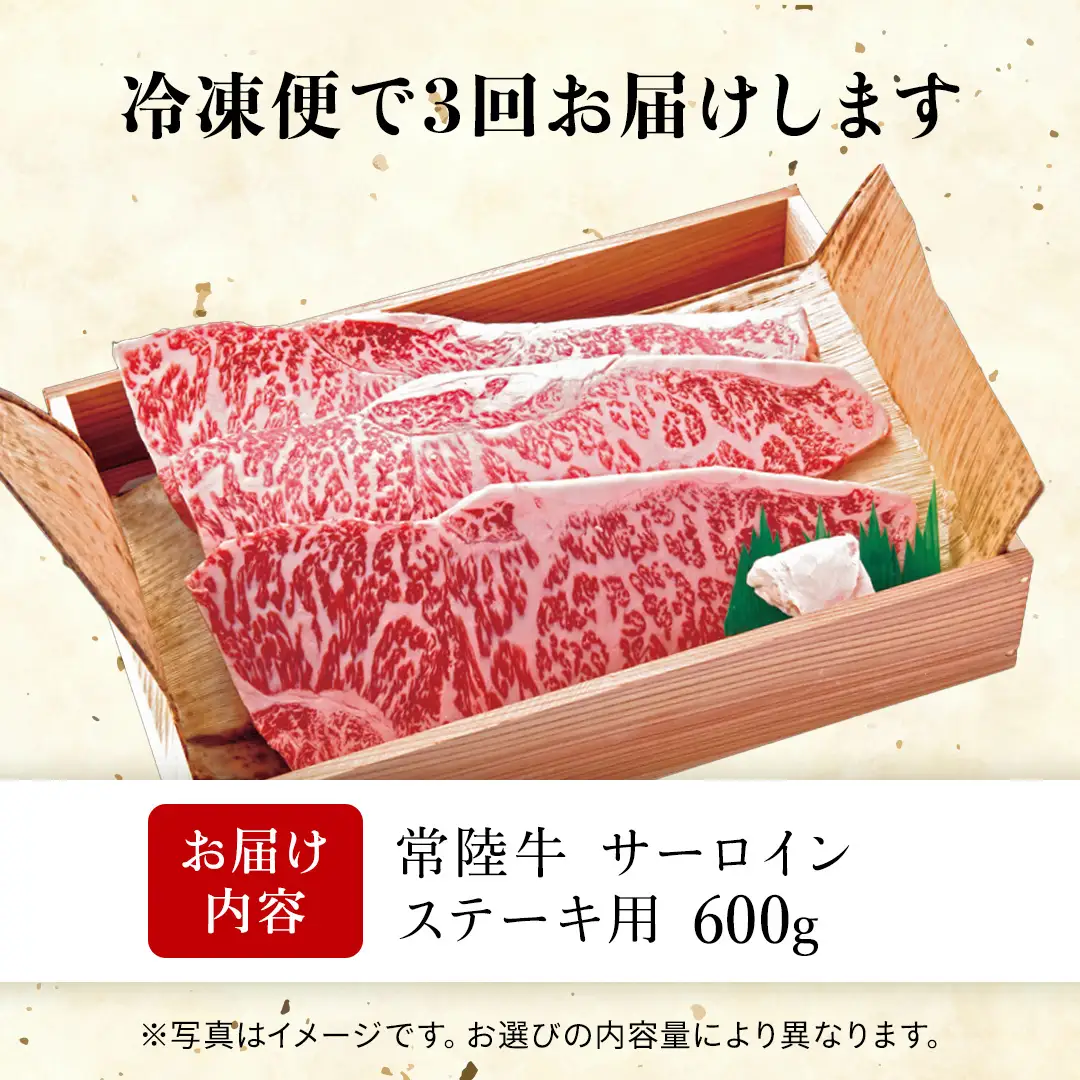 【 3カ月 定期便 】常陸牛 サーロイン ステーキ用 600g 茨城県 黒毛和牛 和牛 牛肉 ブランド牛 A4 A5 冷凍 ステーキ 肉 黒毛 国産牛 誕生日 お祝い 定期便 生活 定期 応援 3回 3ヶ月 霜降り肉 冷凍 ギフト 贈り物 贈答用  (AP012)