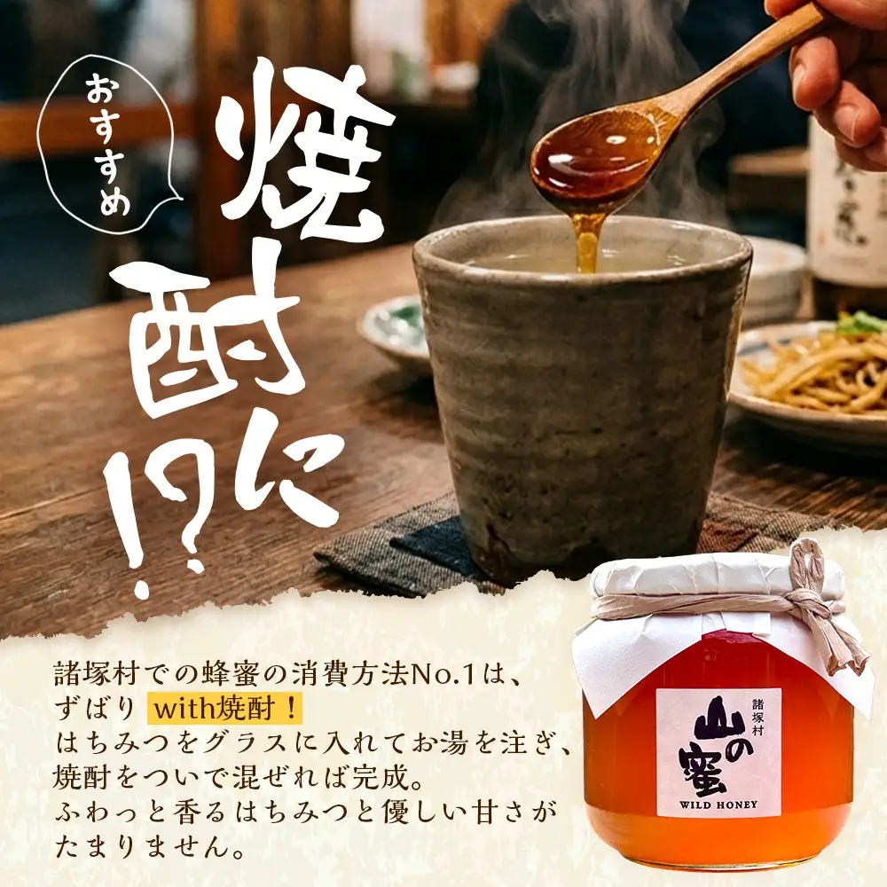 はちみつ 山の蜜 600g×1本 冷蔵｜国産 蜂蜜 百花蜜 ニホンミツバチ 希少 自然養蜂 瓶 もろっこはうす 宮崎県 諸塚村 MO-03
