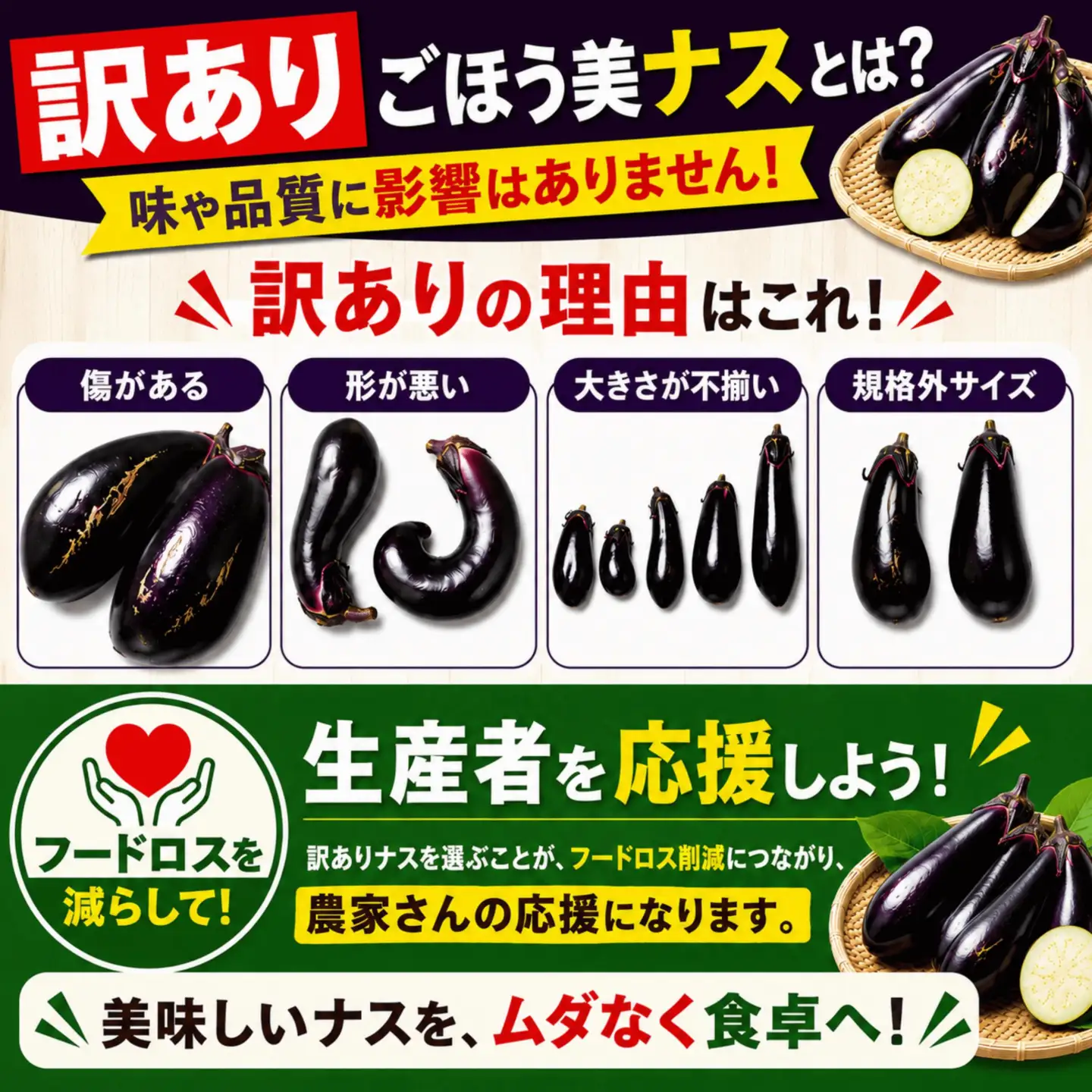 農家さん応援！訳ありごほう美ナス 約1.5kg