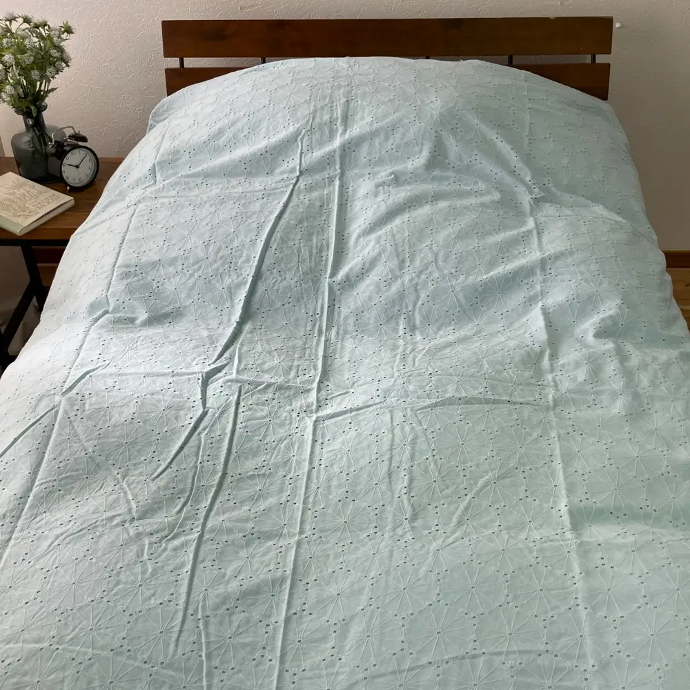 【訳あり 数量限定】綿レース刺繍 ふとんカバー 1枚 【ダブル】190×210cm ベージュ ブルー SH-3356DL