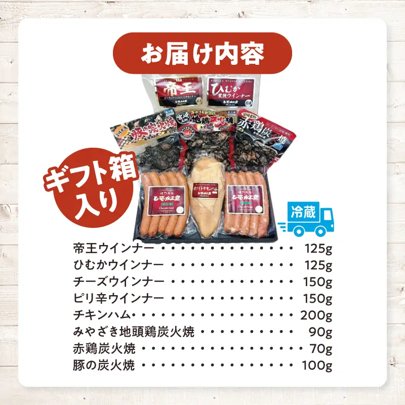ひむか工房バラエティセットA(ギフト箱入) 8種 炭火焼 ウインナー ハム