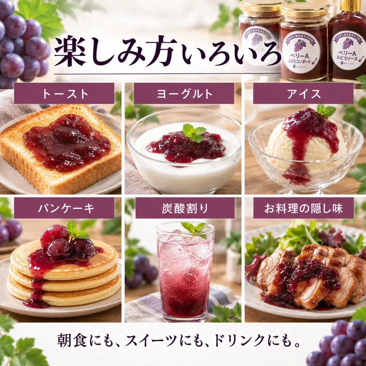 ぶどう加工品セット ジャム コンポート フルーツソース ぶどう加工品セット【3種各1本】