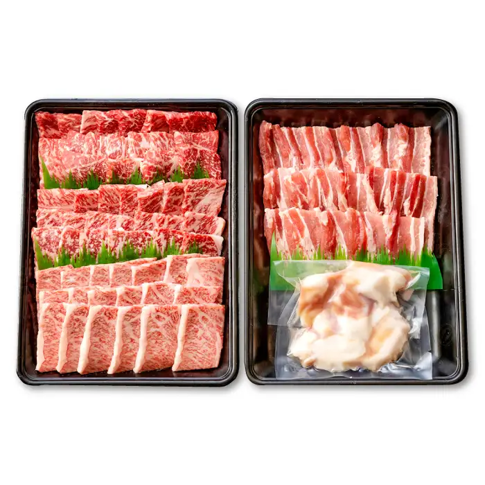 【しまね和牛】焼肉用満腹セット（５種類合計1.3kg）【 肩ロース カルビ モモ ホルモン 豚バラ しまね和牛 牛肉 和牛 かたろーす かるび もも ホルモン ぶたばら 贅沢 お祝い 贈り物 プレゼント ギフト】