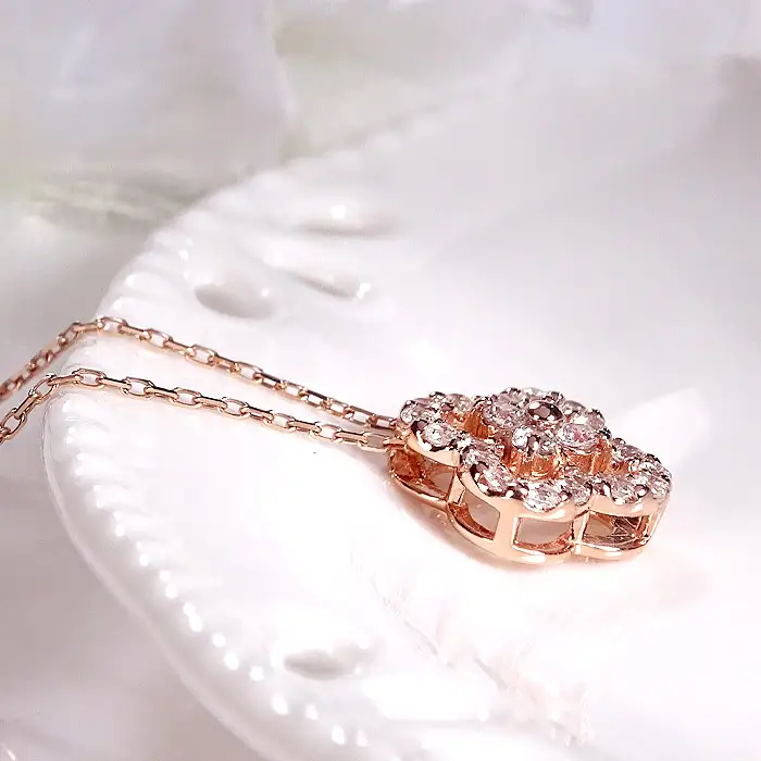 ネックレス K18PG ピンクゴールド ダイヤモンド0.40ct 四つ葉ペンダントお花フラワークローバージュエリー 山梨県 南アルプス市 【f170-k18pg-d】 ALPAZ201