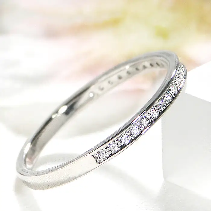 指輪 レディース リング プラチナ PT900 ダイヤモンド 0.13ct ハーフエタニティ 華奢 極細 細身 プラチナリング ダイヤ ジュエリー 山梨県 南アルプス市 【f200-pt】 ALPAZ203