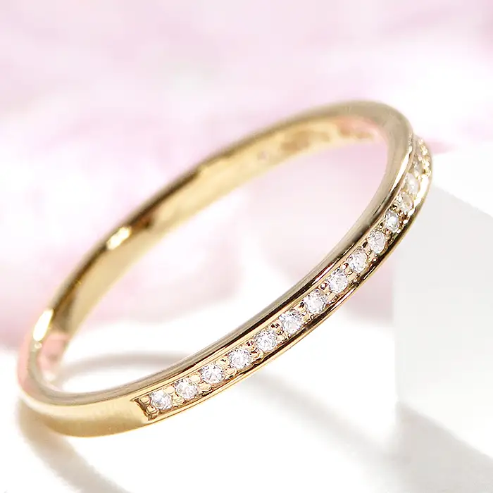 指輪 レディース リング K18YG イエローゴールド ダイヤモンド 0.13ct ハーフエタニティ 華奢 極細 細身 18金 リング ダイヤ ジュエリー 山梨県 南アルプス市 【f200-k18yg】 ALPAZ204