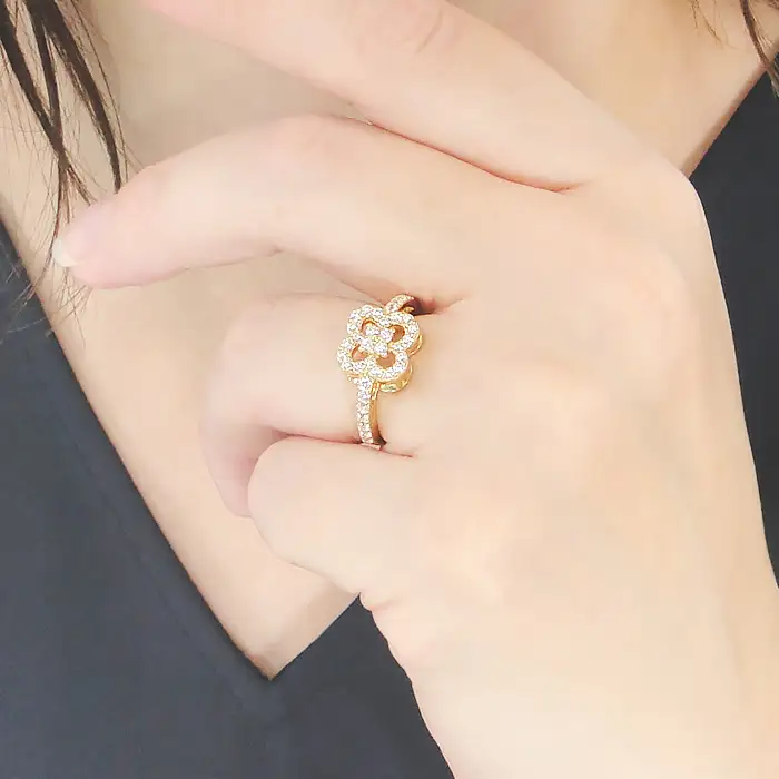 指輪 レディース リング  K18YG イエローゴールド ダイヤモンド 0.61ct クローバー 四つ葉 花 モチーフ ダイヤリング ジュエリー 山梨県 南アルプス市 【f259-k18yg-d】 ALPAZ206