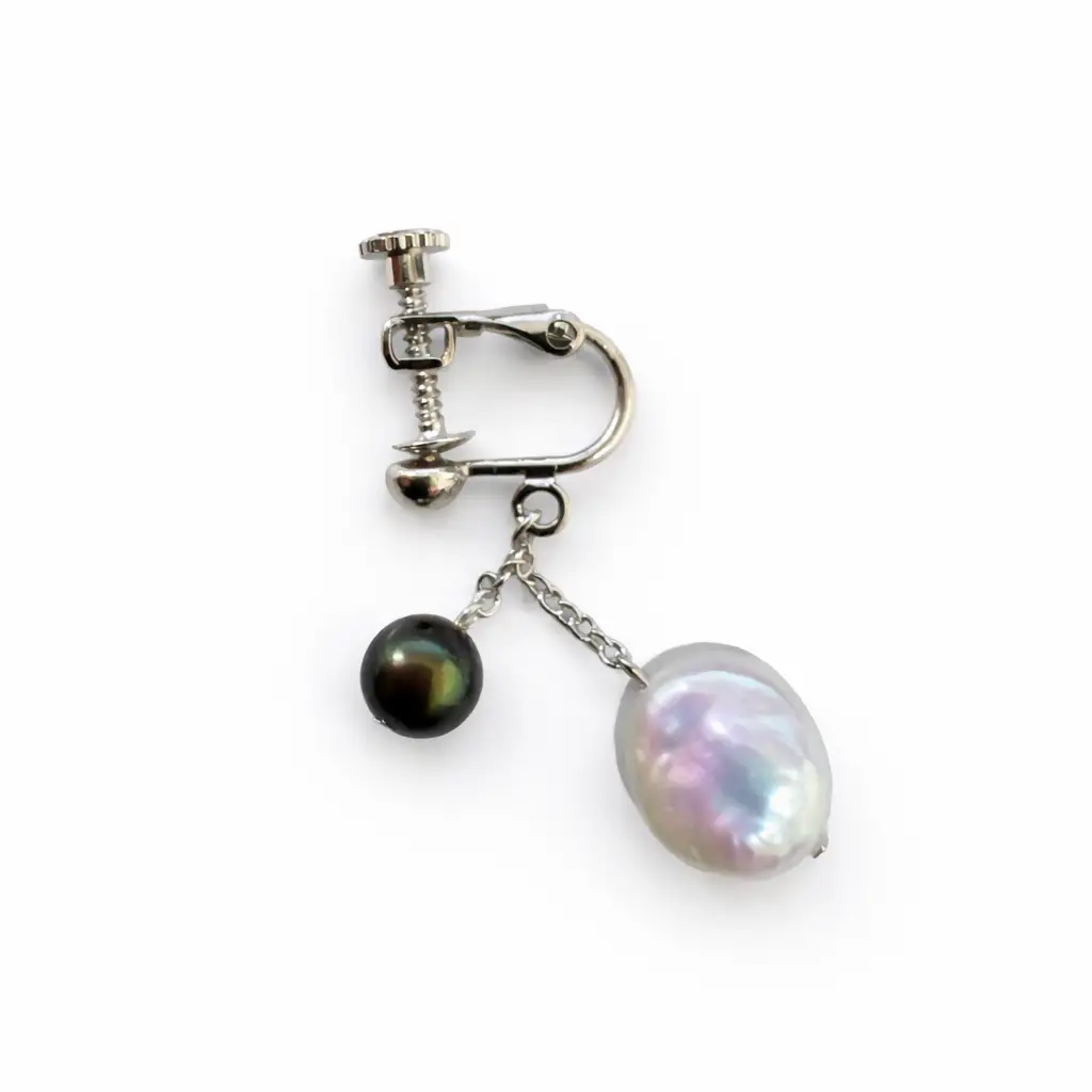 2105 バロック淡水真珠 真鍮イヤリング コイン型10mm、丸6ｍｍ パール 真珠アクセサリー レディースアクセサリー フォーマルイヤリング セレモニーアクセサリー 結婚式 入学式 卒業式 上品イ パールジュエリー 伊勢 伊勢志摩
