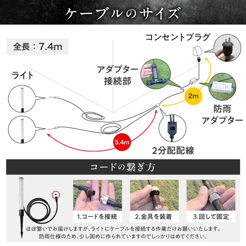工事不要で手軽に設置！光の柱が庭を華やかに！高級感あるクラッシュガラスのLEDガーデンライト|でんらい GP004-2SET LED ガーデンライト 照明 2本 ライト 埋め込み 庭 スパイク式 庭ライト 庭園灯 ライトアップ エクステリア アプローチ 屋外 ポール 防水 工事不要 コンセント おしゃれ 愛知県 小牧市 送料無料 [172C31]