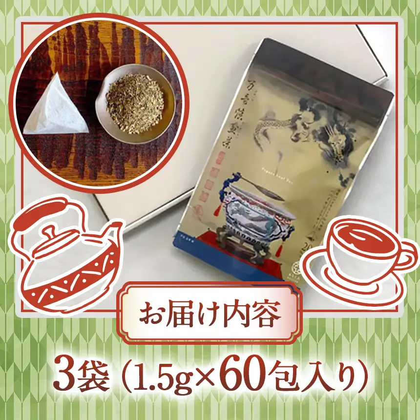 瀬戸内パパイヤリーフティー ( 万寿焙煎茶 ) 60包（ 20包 × 3袋 セット ）青パパイヤ茶 使用 ノンカフェイン
