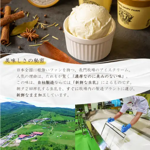 【ふるなびWEEK対象】長門牧場アイスクリーム10個プレミアムセットCA-1　白い食べ比べセット（プレミアムフレーバー「ミルク＆バター」、バニラ各5個）
