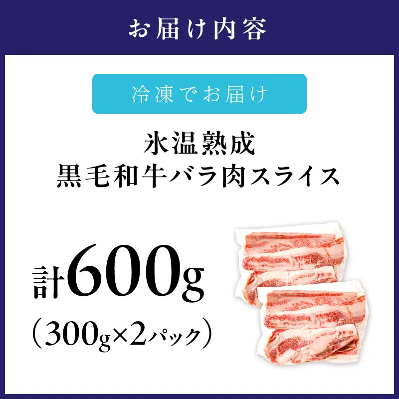 【氷温熟成】黒毛和牛バラ肉スライス 600g（300g×2パック）【配送不可地域：北海道・沖縄・離島】【077E-002】