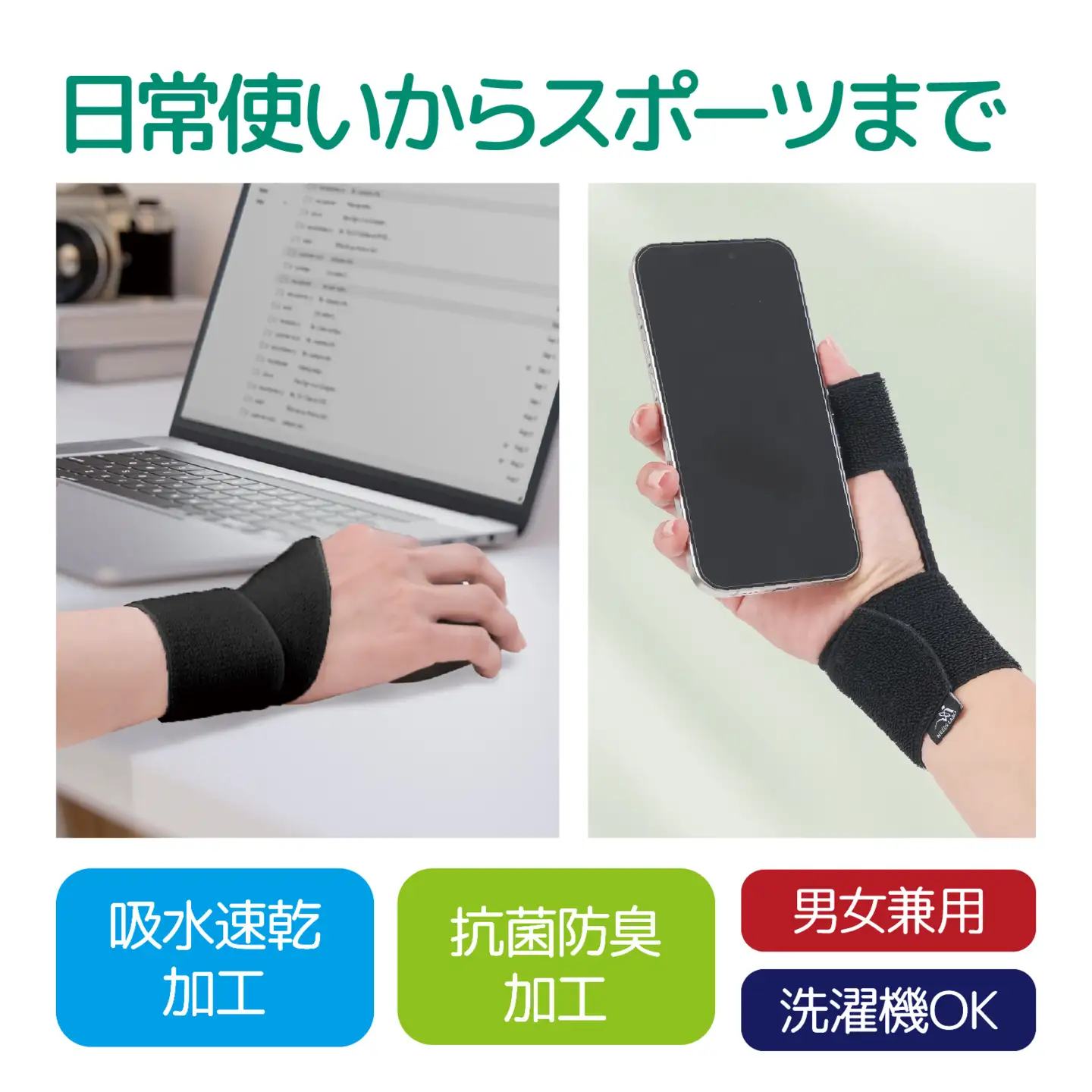 Dr.PRO親指・手首サポーター ブラック 2枚組 ｜ サポーター