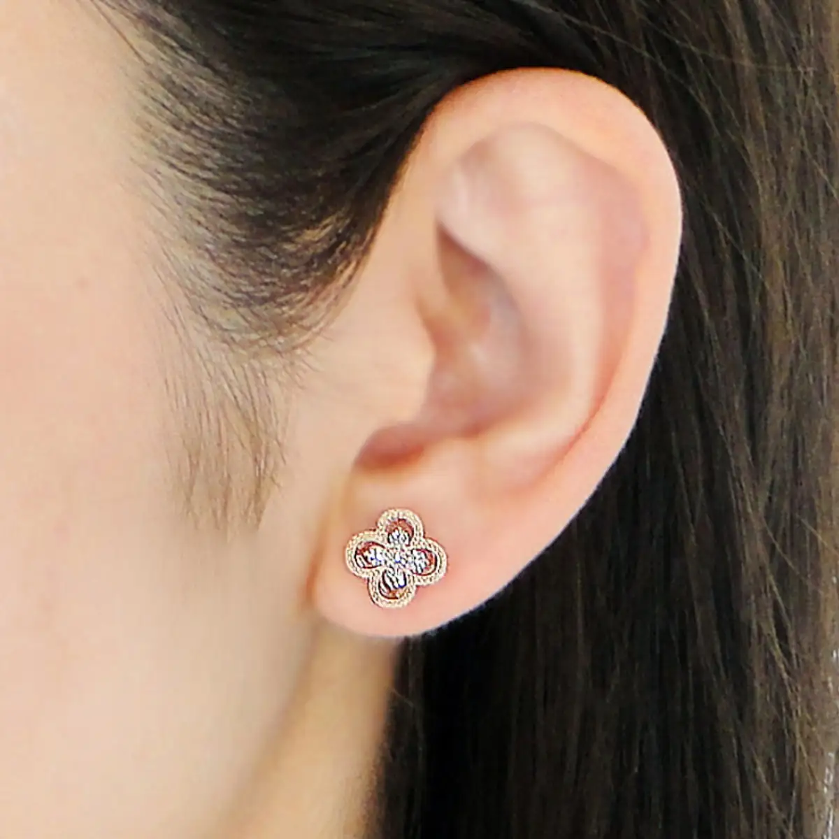 K18PG【0.26ct】ダイヤモンド クローバー ピアス CSP00048-18P SWAV086-c