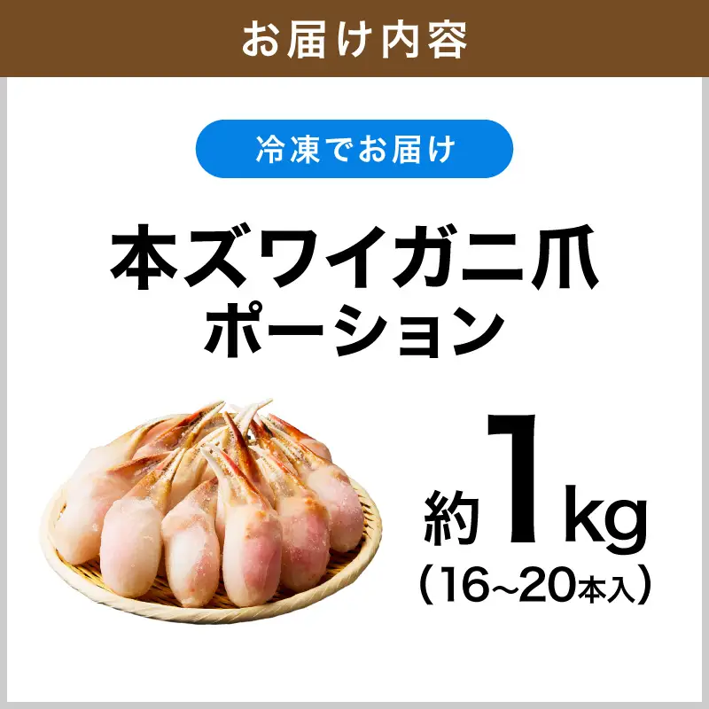 生本ズワイガニ蟹爪(生食可)総重量約1kg 16本～20本入り【ふるさと納税3.0】【087D-113】