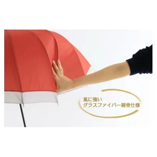 N163　紀州漆器アンブレラ『グラデ赤』１６本骨傘カバー付　ギフト箱入