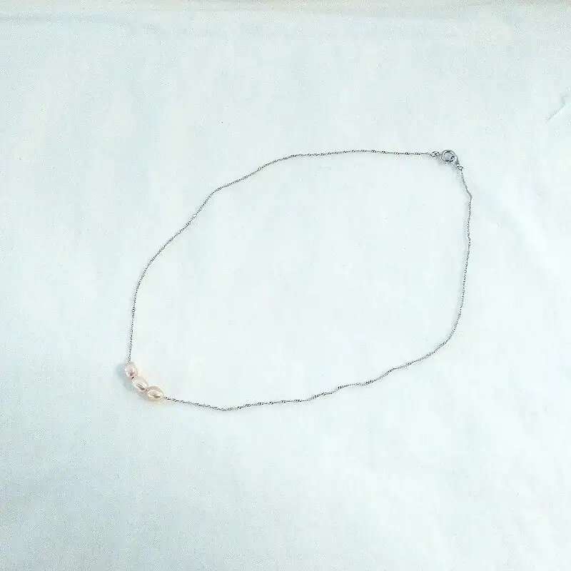 2126 淡水本真珠ネックレスバロック（オレンジ）・スルー3珠  黒真珠 デザインネックレス オシャレ パールアクセサリー エレガント プレゼント 結婚記念日 自分へのご褒美