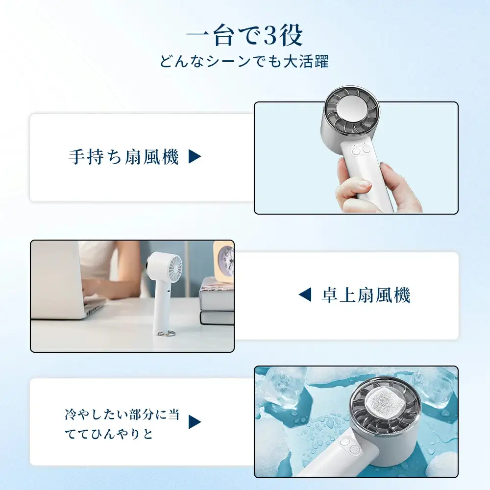 ハンディファン (ホワイト) 手持ち 扇風機 ネッククーラー 瞬間冷却 冷却プレート 卓上扇風機 クーラー 強風 充電式 静音 軽量 小型 ミニ 長時間 コンパクト おしゃれ 携帯扇風機 熱中症対策 暑さ対策 通勤 通学 旅行