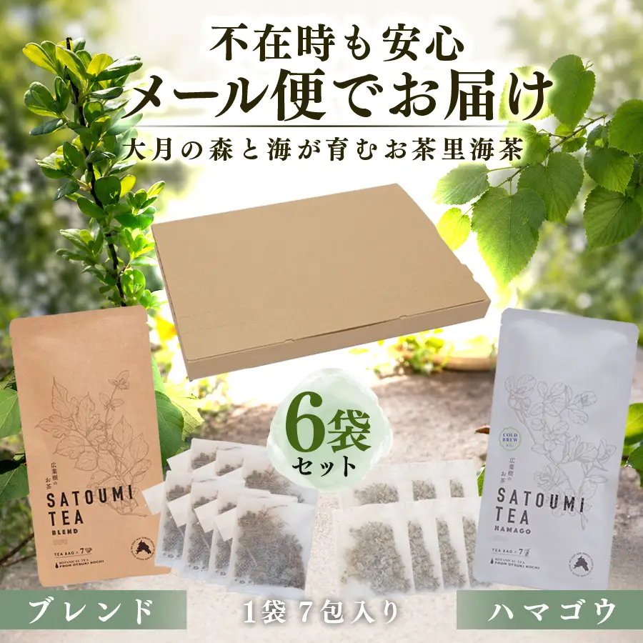 広葉樹のお茶 里海茶 飲み比べ 6袋 42パック入り ハマゴウ ブレンド カフェインフリー ハマゴウティー お茶 ティー ティーパック 自然栽培 野草茶 ボタニカルティー 飲料 高知県 大月町