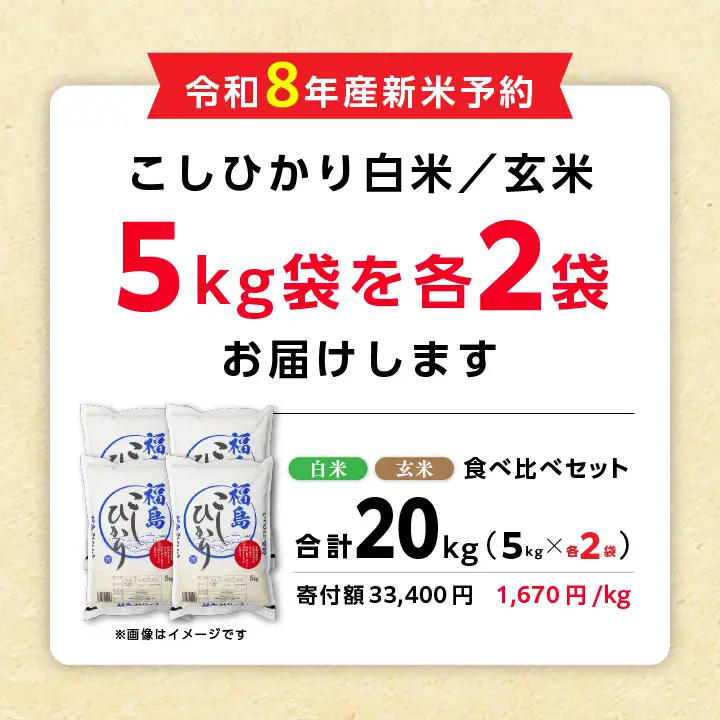 【令和8年先行予約】白米 こしひかり 玄米 20kg 精米 ブランド米