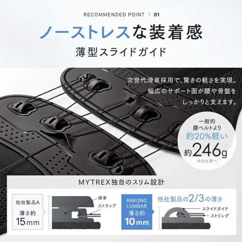 【福岡市】腰用ベルト MYTREX RAKUNO LUMBAR ブラック コルセット 骨盤矯正 腰痛対策 腰サポーター 骨盤ベルト 骨盤補正 姿勢改善 腰 骨盤 ウエスト スタイルアップ 骨盤サポート 薄型 軽量 男女兼用 プレゼント ギフト