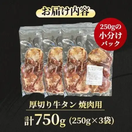 【福岡県水巻町よりお届け】厚切り牛タン 約8mm タン元・タン中使用750g　下味付き 焼肉用 冷凍【配送不可地域：離島】【1718475】