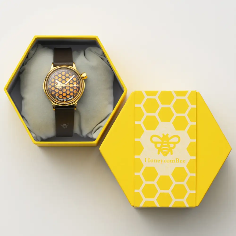 腕時計「ハニカムビー（HoneycomBee）」　ブラウン