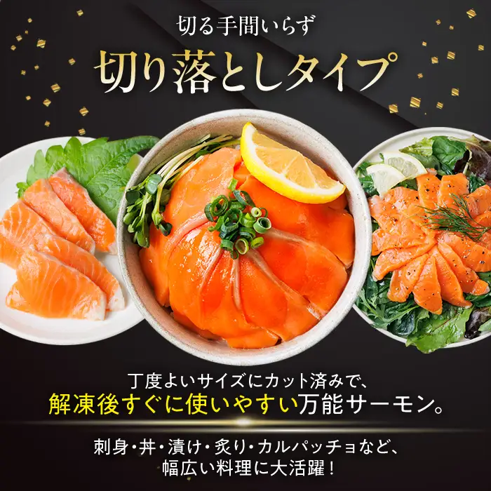 お刺身用 サーモン切り落とし (計400g) 鮭 小分け 真空 パック 冷凍 刺身 シャケ サケ 魚 魚介 漬け丼 海鮮丼 【AW-115】【丸正水産】
