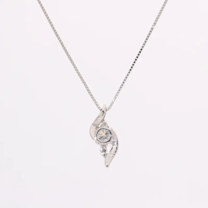 プラチナ900 ネックレス ダイヤモンド 中石 0.2ct up 脇石0.02ct EJ-110