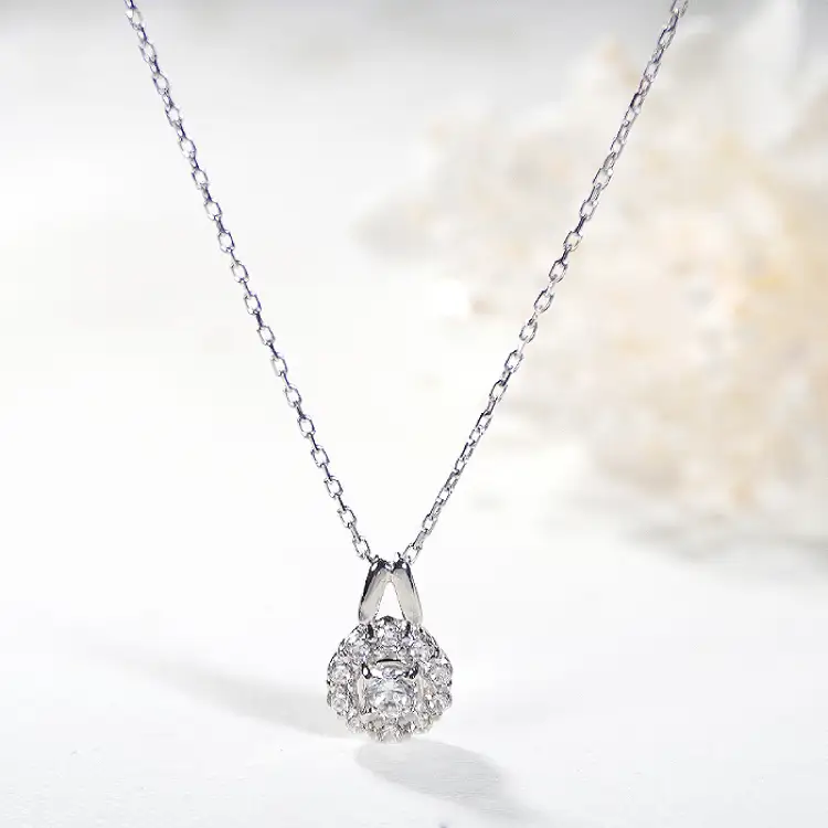 ネックレス プラチナ PT900 ダイヤモンド 0.35ct 取り巻き フラワー ペンダント 【f218-pt】