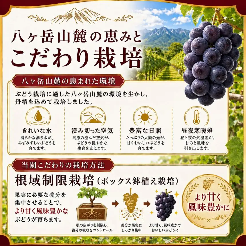 八ヶ岳西麓産 ピオーネ 2房（計1.2kg以上）【2026年10月上旬～発送】