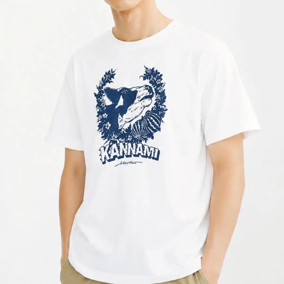 「HIROTTON×函南コラボTシャツ【ペア】」(白・Sサイズ:青・Mサイズ 各1枚)_装飾品・工芸品 女性・レディース 洋服 装飾品・工芸品 男性・メンズ 洋服 _【KN-024-016】