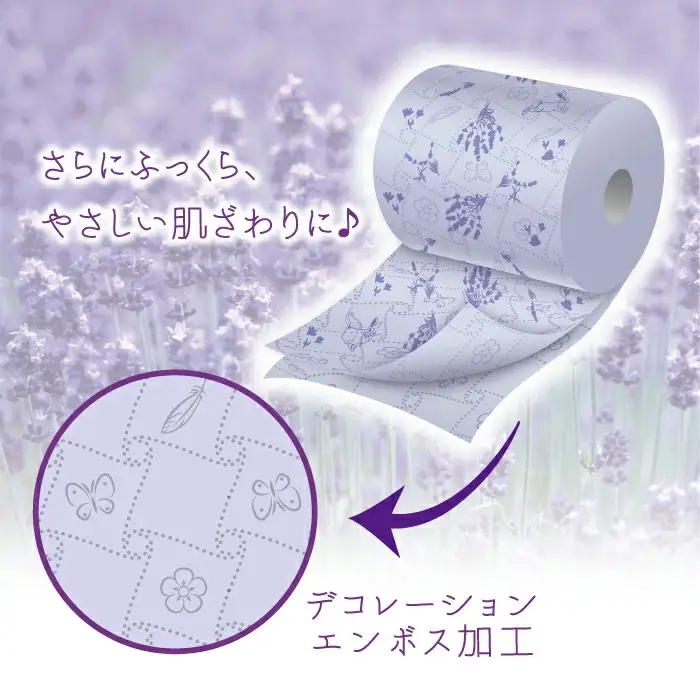 花束フラワープリントフレンチラベンダーの香り18ロール(25m)ダブルケース6パック入り_雑貨・日用品 トイレットペーパー 日用品 _【KN-041-002】