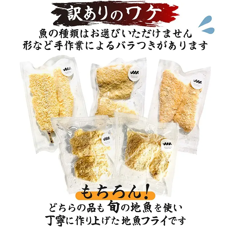【訳あり】鮮度抜群！無添加　地魚フライ　おまかせセット（２種・各２切×２Ｐ）ふるさと納税　国産　内容量が選べる　おかず　おつまみ　総菜　お弁当　フライ　無添加　冷凍　時短　小分け