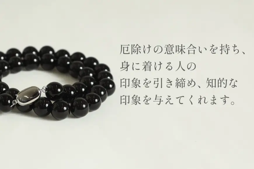 AK015-a Marycoco オニキス 10mm珠 ネックレス ピアス セット 