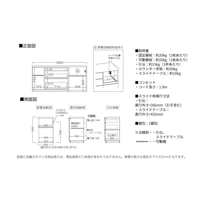 キッチンボード RL-1802R下台 [No.1234] ／ 家具 インテリア 岐阜県