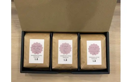 自家焙煎コーヒー豆【粉】LC3-2　こだわりの深煎りコーヒーセット　200g×3種　LINDBERGH COFFEE ROASTERY　1105007
