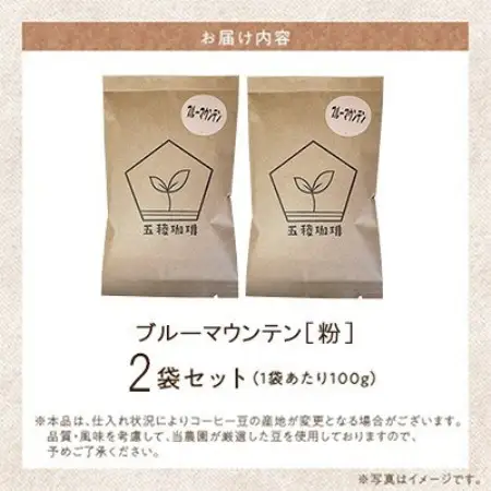 五稜珈琲 ブルーマウンテン100g×2袋【粉タイプ】【1742475】