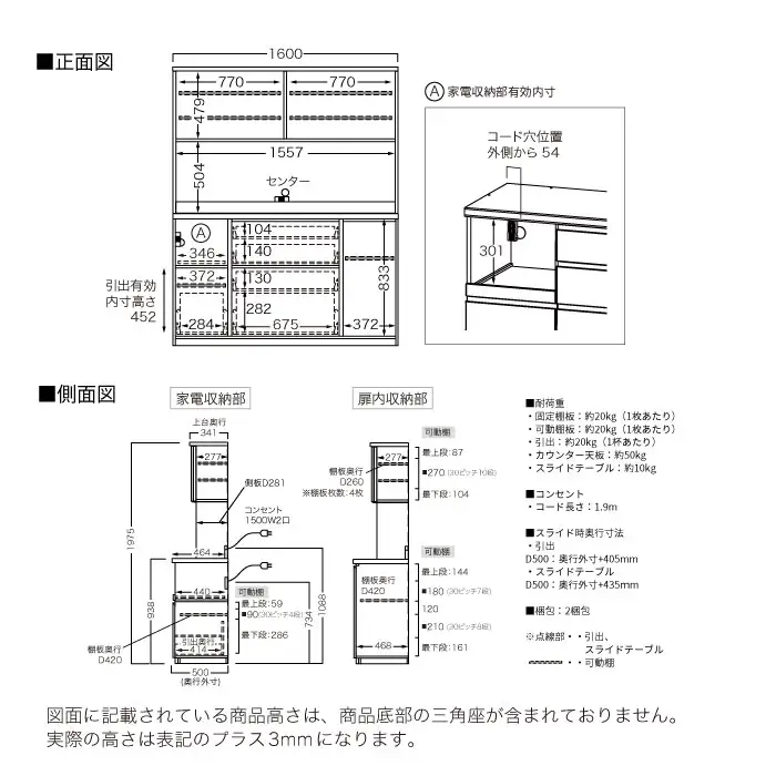 キッチンボード YS-1600R [No.1328] ／ 家具 インテリア 岐阜県