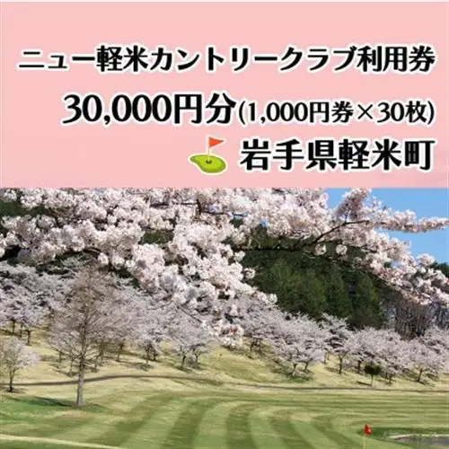 ニュー軽米カントリークラブ ゴルフ プレー 利用券(30,000円分)岩手県軽米町【配送不可地域：離島・沖縄県】【1746677】