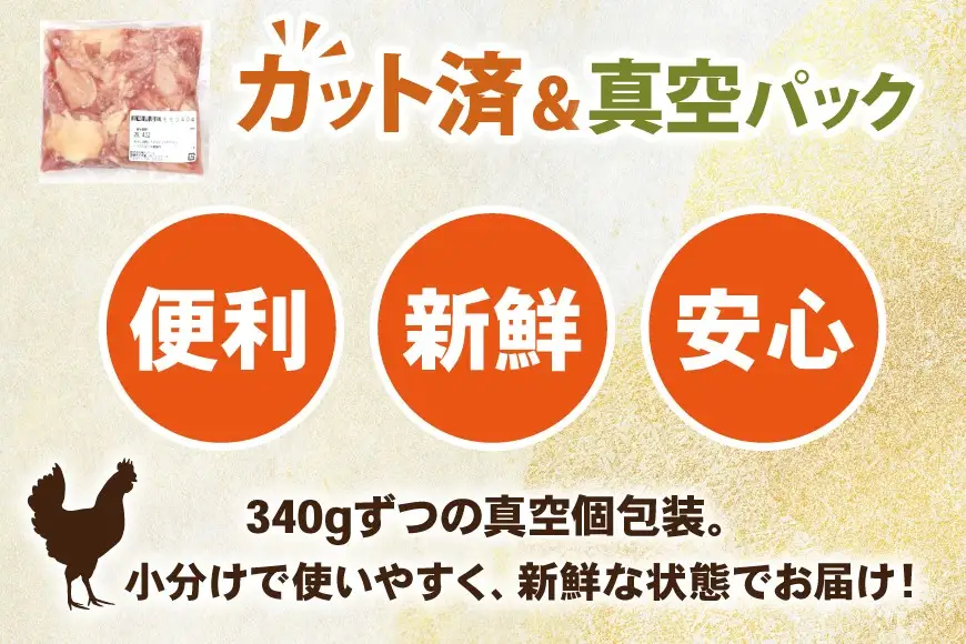 鶏肉 12回 定期便 もも 切身 340g 5袋 1.7kg 計20.4kg