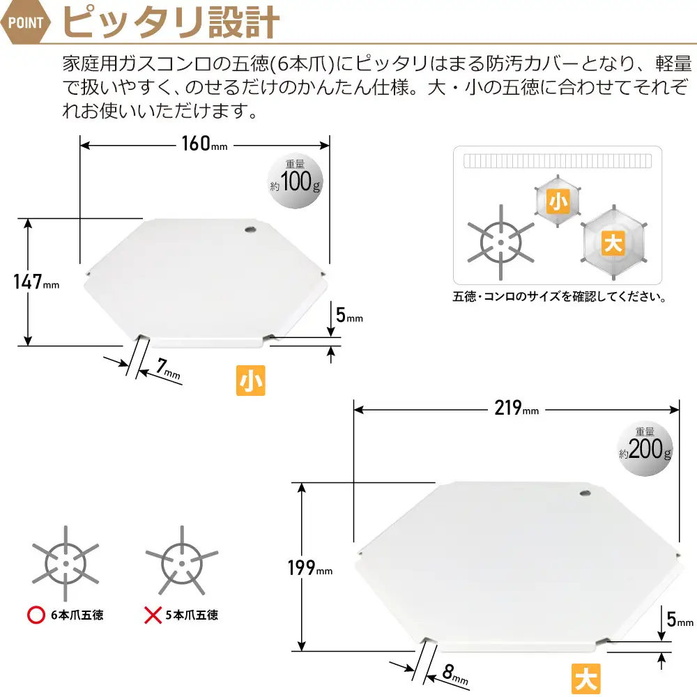 1352 ZEOOR ガスコンロ 五徳 カバー 大 小 2点セット コンロカバー ホワイト GS12-01WH