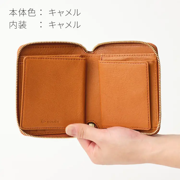 SOMES 財布 WF-27 二つ折り財布 キャメル