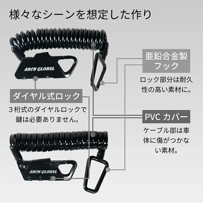 ダイヤルミニロック(Small/小) 3桁 ミニロック 小型ロック 簡易ロック 自転車 鍵 カギ ロードバイク ベビーカースーツケース 黒 ブラック 防犯 対策 盗難防止 新登場 【m109-12-A】【アーチリテイルズ】