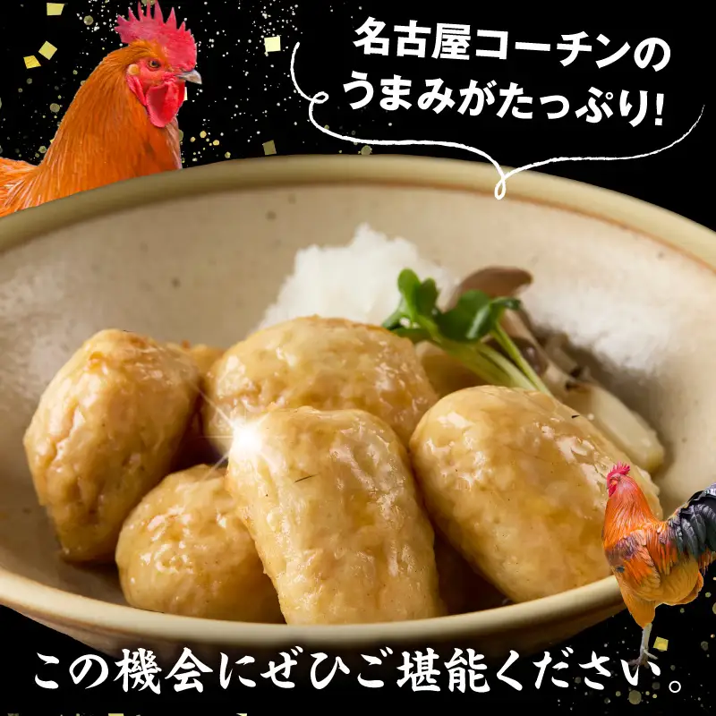 名古屋コーチン入りチキンボール　だししょうゆ味 4パックセット ［001T15］ 名古屋コーチン チキンボール 15個入り 4パック 小分け ブランド地鶏 地鶏 惣菜 おかず 簡単調理 冷凍食品 レンジ調理 湯煎調理 鶏肉 晩酌 おつまみ ご飯のお供 鶏団子 国産鶏肉 お弁当 時短 愛知県 小牧市 送料無料